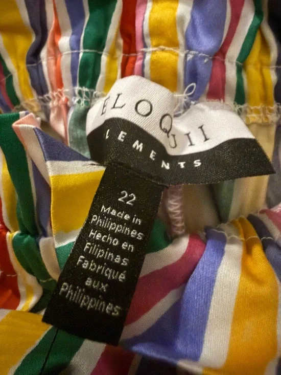 Eloquii Striped Off-Shoulder Mini Dress in Pink, Yellow, Blue & Green - Picture 3 of 8